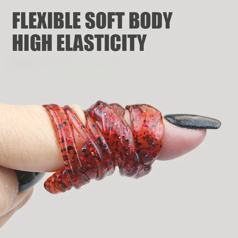 MUKUN 4 Uds TPE señuelo flotante 13cm/5g señuelo suave cebos de gusano cola larga Flexible gusanos de tierra de silicona señuelo de pesca realista - imagen 3