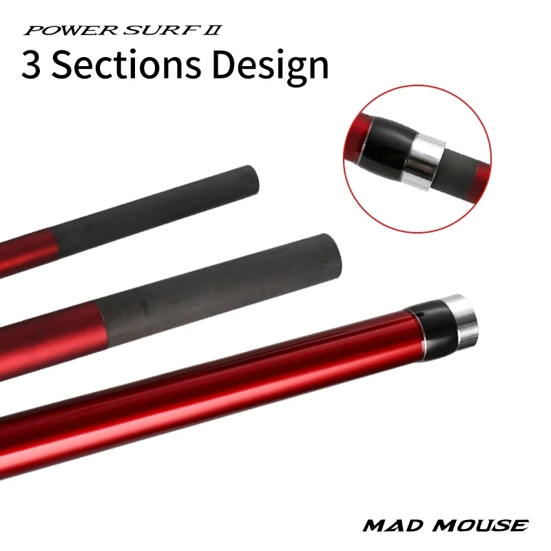 2023 nuevo modelo MADMOUSE POWER SURF II 4,20 M AX/BX piezas completas Fuji 46T alto carbono 3 secciones varillas de fundición de Surf color negro/rojo - imagen 4