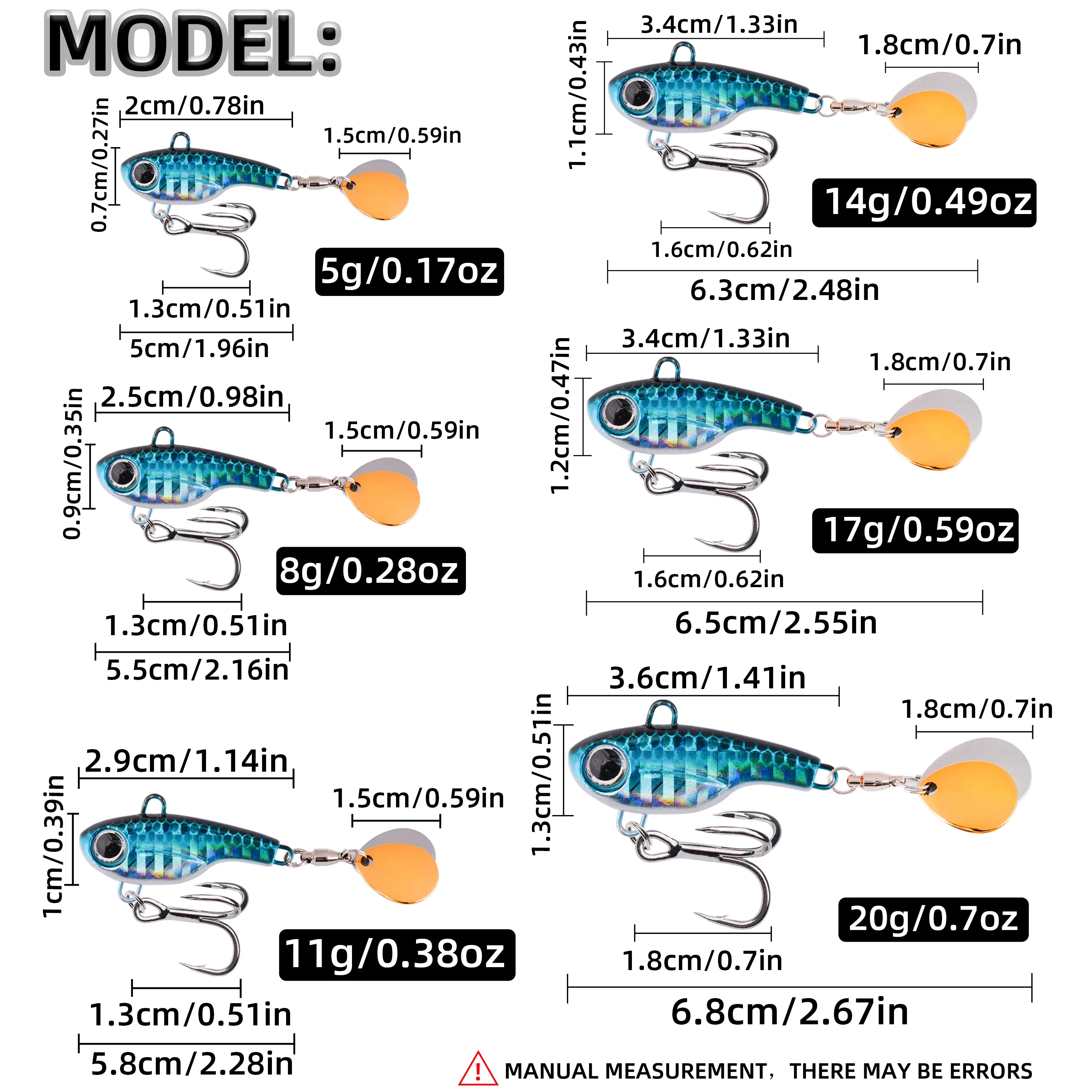 Juego de Señuelos de Pesca de Metal para hundimiento, cebos de cuchara giratoria VIB para agua dulce y salada, Ideal para entusiastas de la pesca - imagen 3