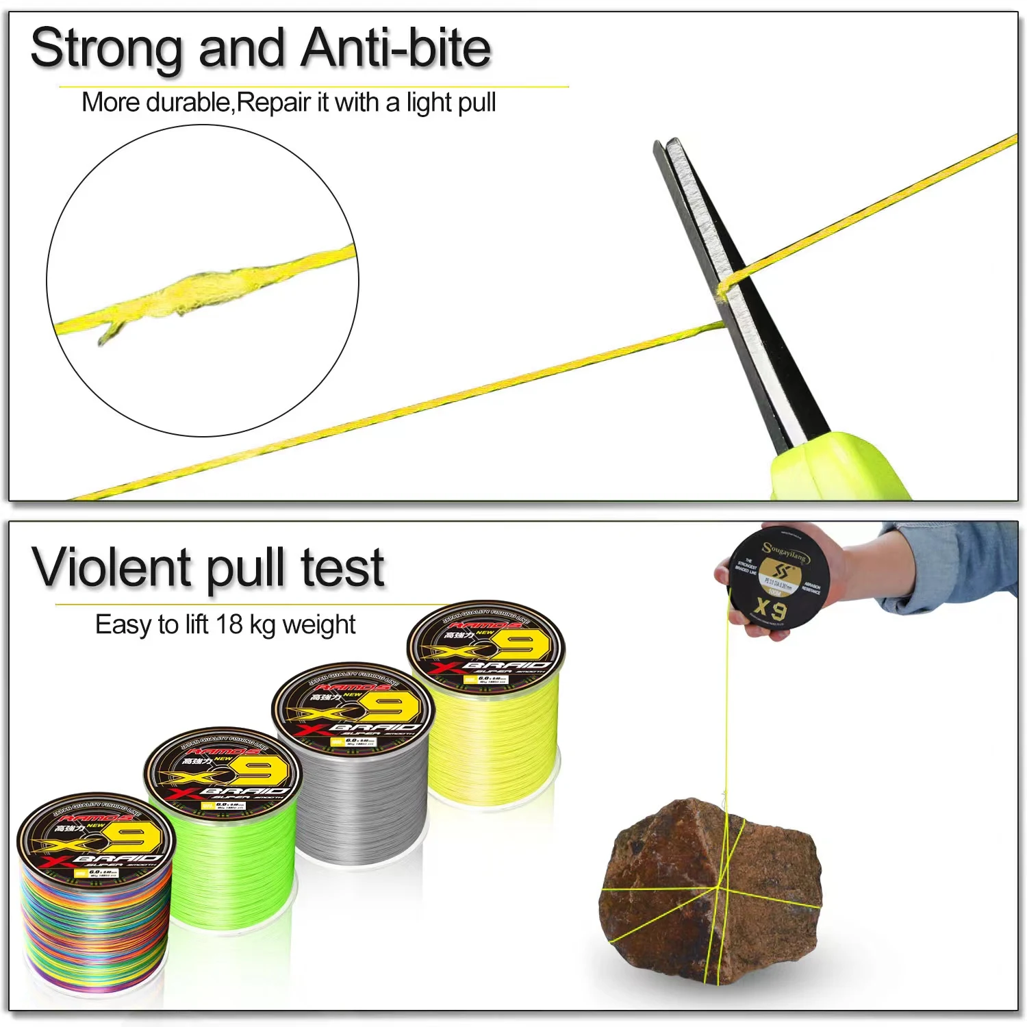 RAMOS-línea de pesca trenzada de 9 hebras, sedal de alta calidad, 300M, 17-88lb, supersuave - imagen 2