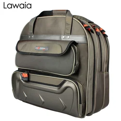 Lawaia-mochila de equipo de pesca, bolso de tres capas, pez impermeable más grueso, envuelto en bolsa de pesca de concha dura de alta capacidad