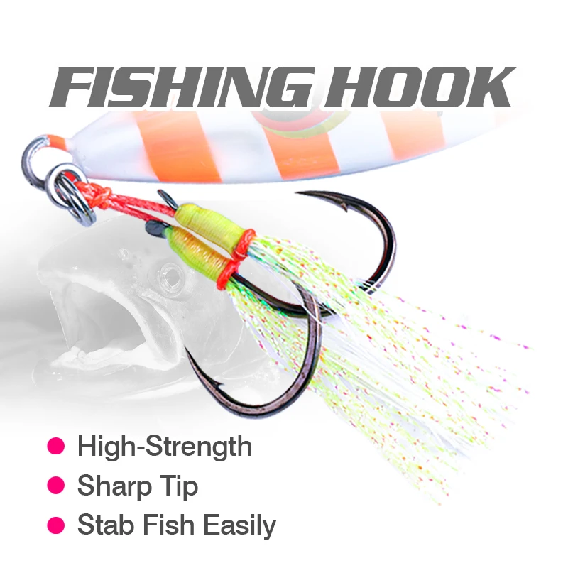 FJORD 40g 60g plantilla de Metal Señuelos de Pesca de Mar cebos duros falsos que brillan en la oscuridad con anzuelo asistente accesorios de pesca aparejos de equipo - imagen 5