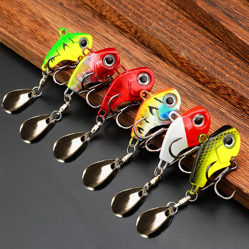 5 unids/caja giratoria de Metal VIB cebo con vibración Spinner cuchara Señuelos de Pesca plantillas trucha Pesca de invierno cebos duros aparejos de Pesca - imagen 4