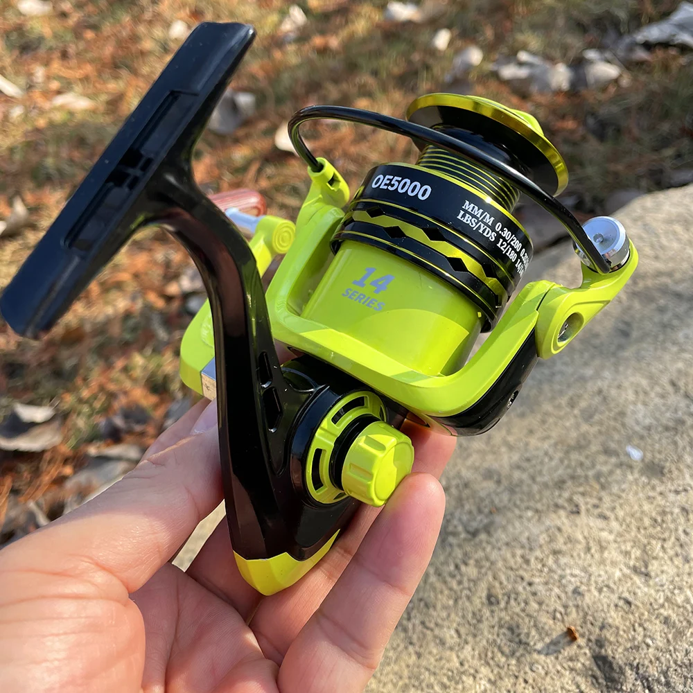 Carrete giratorio rosa/verde para pesca de agua dulce/salada, rueda de Surf ligera, arrastre de 5kg-12kg, potencia 2000 3000 4000 5000 6000 7000 bobina - imagen 4