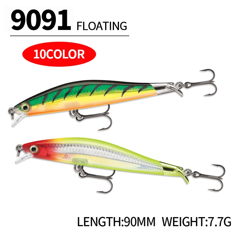Señuelo de pesca de pececillo flotante, cebo duro Artificial, Wobblers para Lucio, Swimbait de plástico, aparejos profesionales, 90mm, 7,7g - imagen 4