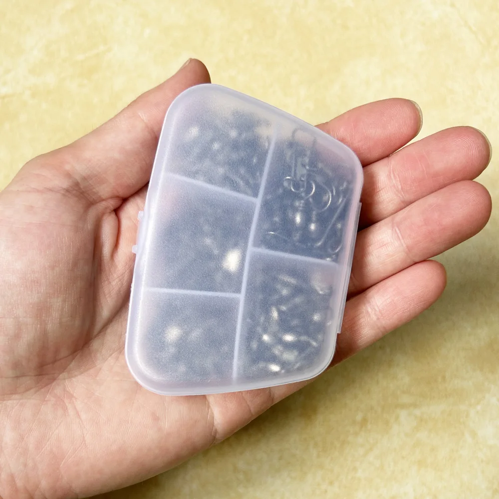 100 unids/caja de acero al carbono para pesca de Lucio, rodamiento de barril, Pin giratorio, accesorios de pesca, anzuelo, señuelo, conector, aparejos - imagen 5