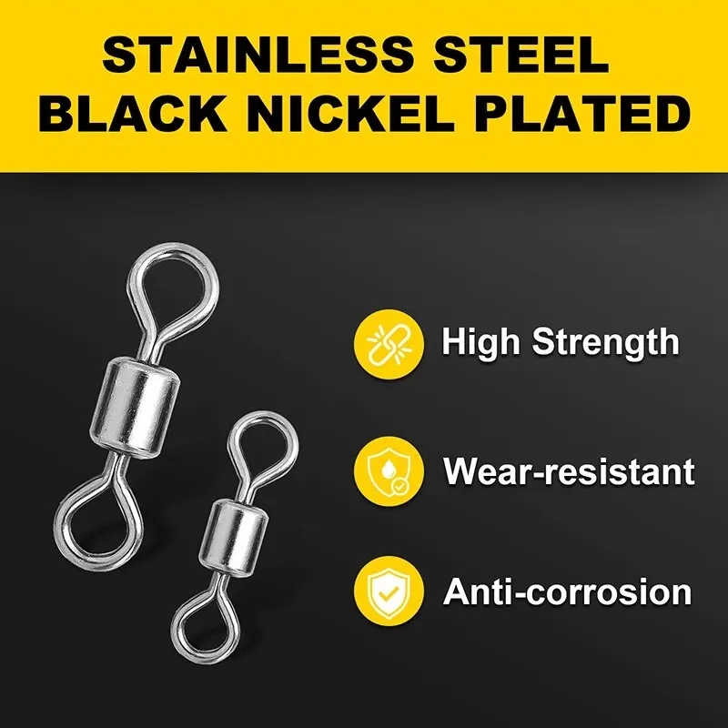 Conector de pesca giratorio, rodamiento de barril, señuelos de anillo sólido, accesorios de pesca, 2, 4, 6, 8, 10, 250 unids/set - imagen 3