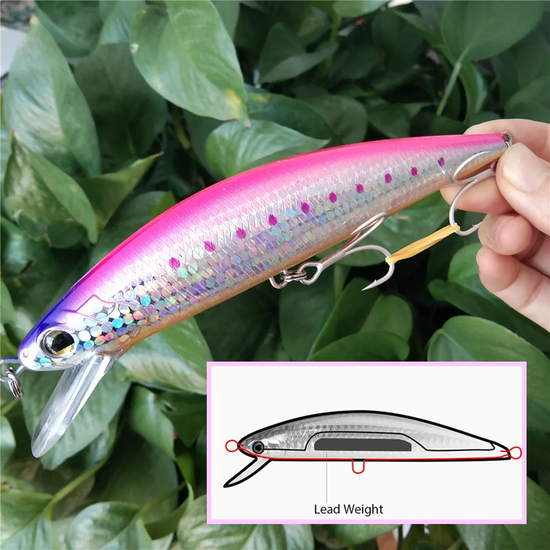 Swolfy 3 uds 14cm 60g peso pesado Minnow señuelo de pesca Wobbler de agua salada hundimiento Minnow cebo duro Artificial aparejos de pesca - imagen 2