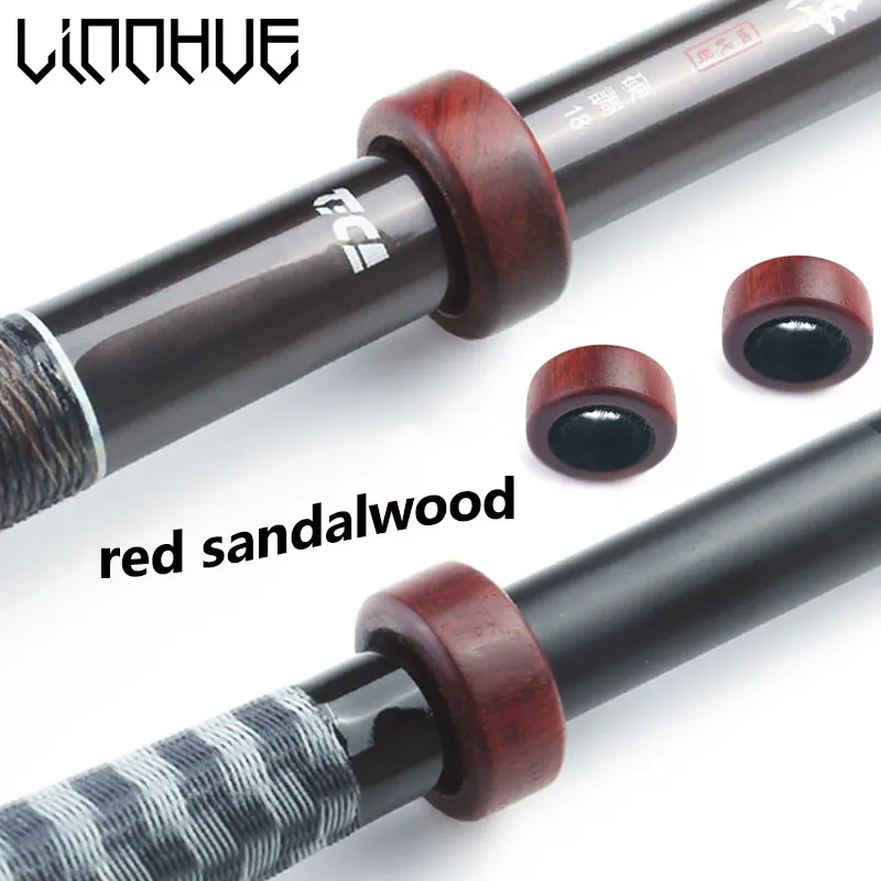 LINNHUE-tope de caña de pescar, anillo antideslizante de madera maciza, anillo redondo, rojo, Sándalo, caoba, sangre, 1 unidad