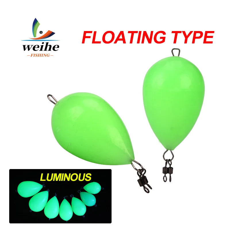 WEIHE, 1 unidad, flotador de pesca que brilla en la oscuridad, flotador iluminado, herramienta de ayuda para pesca en deportes acuáticos