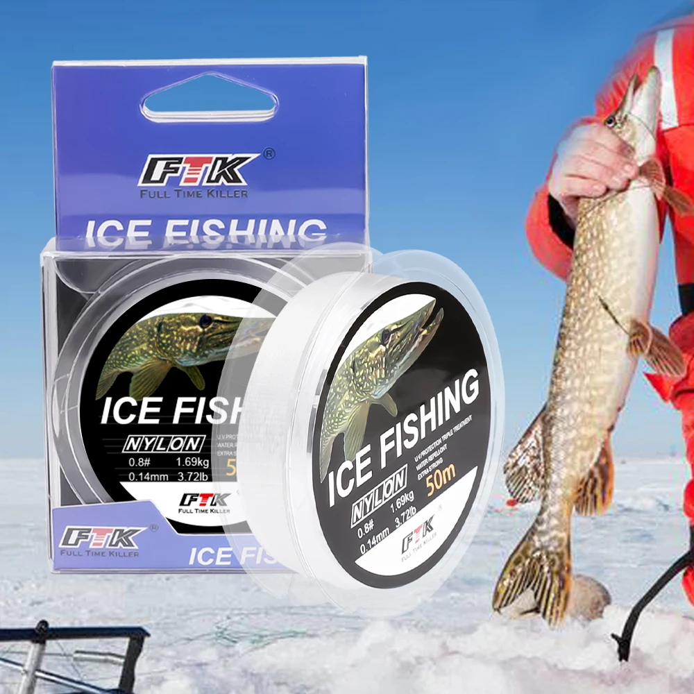 FISH KING-sedal de pesca en hielo de nailon, 50M, nivel de 0,14-0,35mm, transparente, para lubina, carpa, accesorios de pesca de invierno - imagen 4
