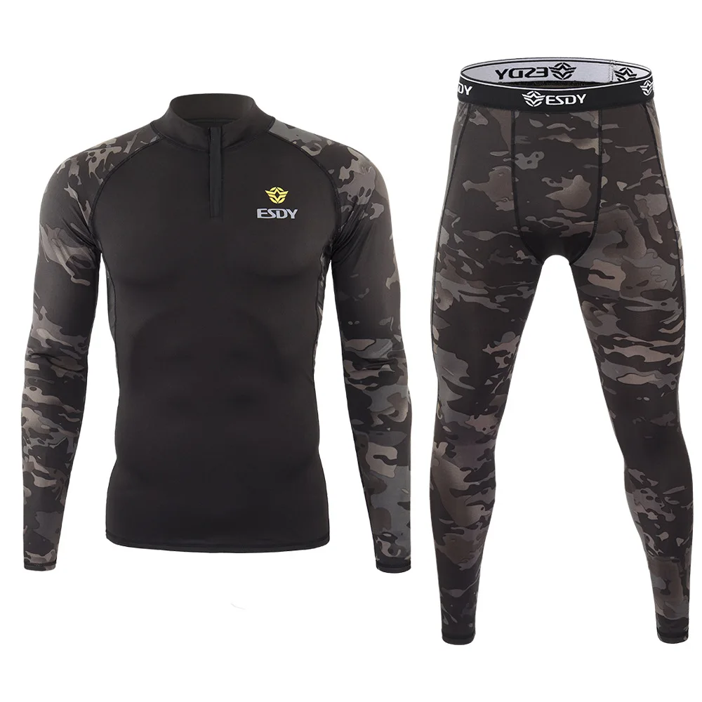 Ropa interior térmica de camuflaje para hombre, traje elástico de secado rápido, conjuntos de ropa interior cálida para deportes al aire libre, Calzoncillos largos A2F173C - imagen 5