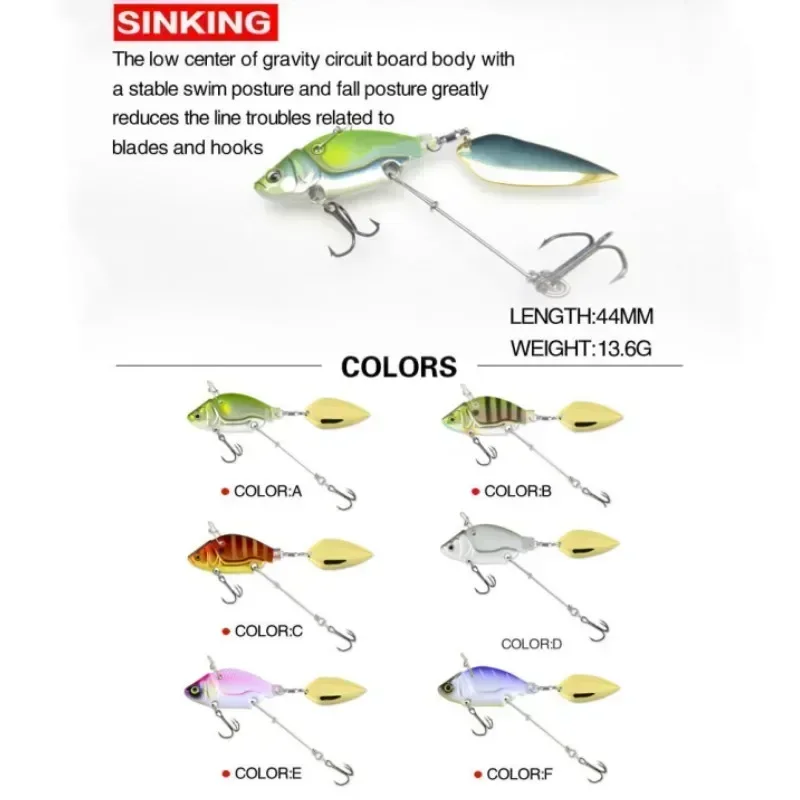 13.6g 4.4 cm 1 Stuks Roterende Metalen VIB Trillingen Aas Spinner Lepel Vissen Lokt Jigs Forel Winter Vissen harde Aas Visgerei Pesca - imagen 4