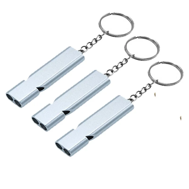 Silbato de supervivencia de aluminio con doble tubo y llavero - imagen 3