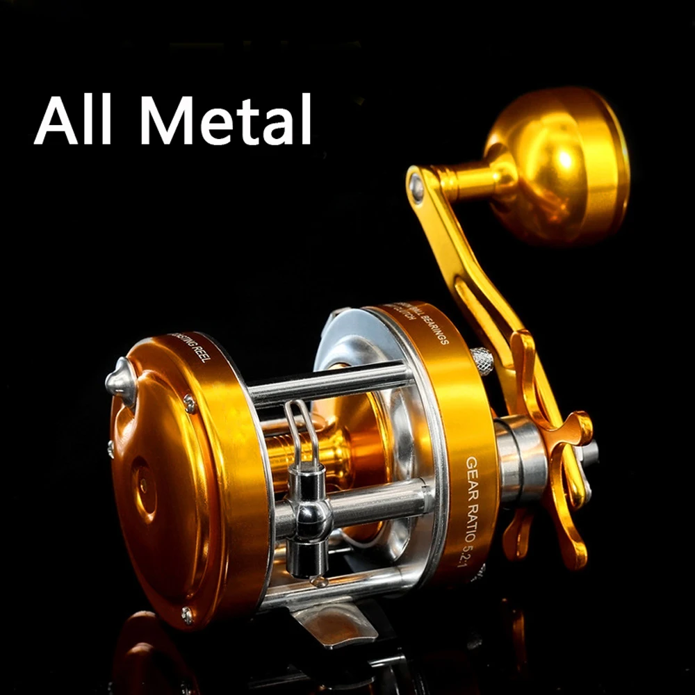 Carretes de pesca de tambor de arrastre de Metal completo, 1BB 2 + doble sistema de freno, Jigging, barco de mar, pesca de carpa, Baitcasting, agarre de rueda, agua salada - imagen 5