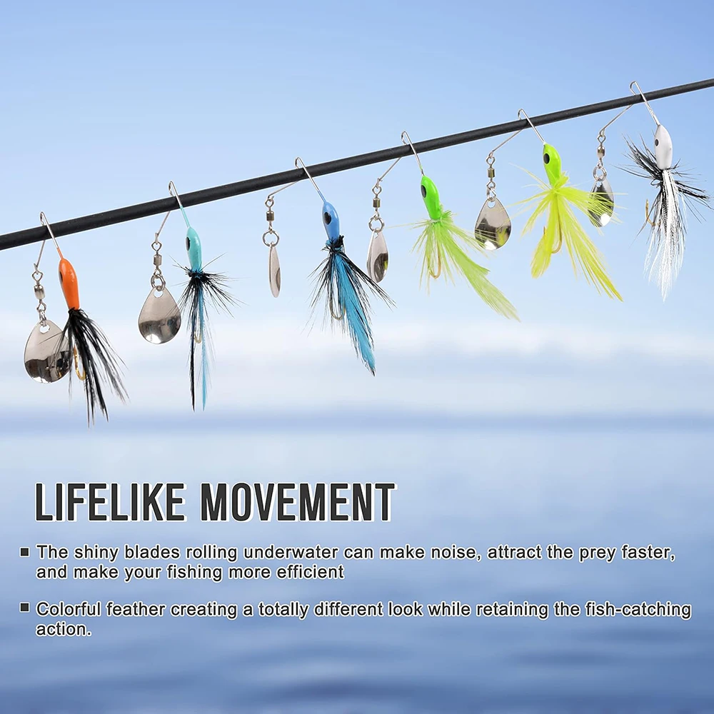 6 uds/12 Uds cebo giratorio señuelo de pesca de lubina plantilla de Metal Mini cebo de gallo cola Spinner señuelo para trucha salmón Panfish cebo Artificial - imagen 5