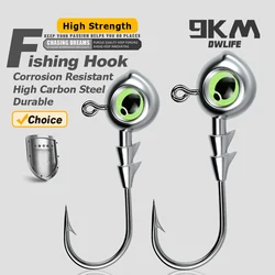 9KM Jig Head con ojos luminosos para vinilo agua salada y dulce