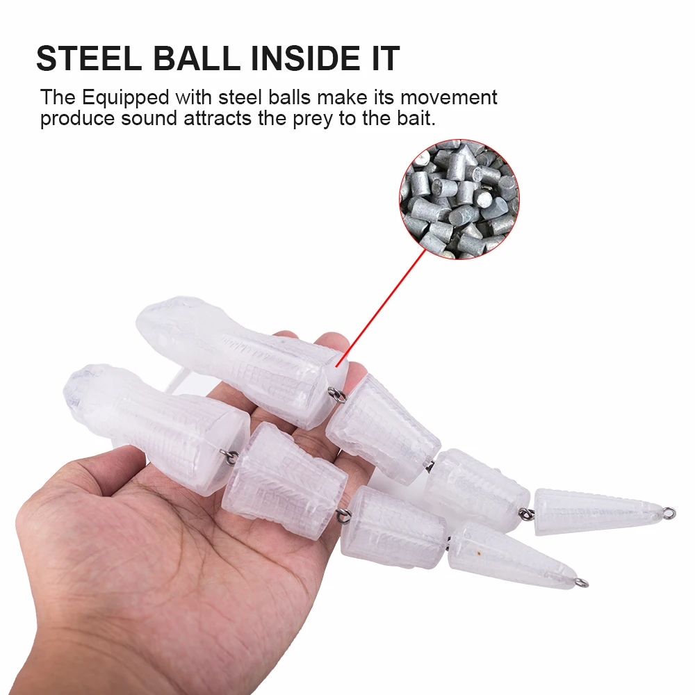 Hanlin-señuelo de pesca de serpiente sin pintar, cebo de plástico duro de superficie articulada múltiple, aparejos en blanco de lagarto, 22CM, 53G - imagen 4