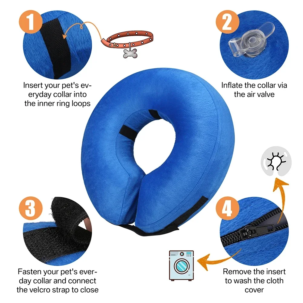 Conos para perros después de la cirugía, Collar protector inflable para perros, Collar de recuperación para mascotas, cono suave para mascotas para perros pequeños, medianos o grandes, gatos - imagen 4