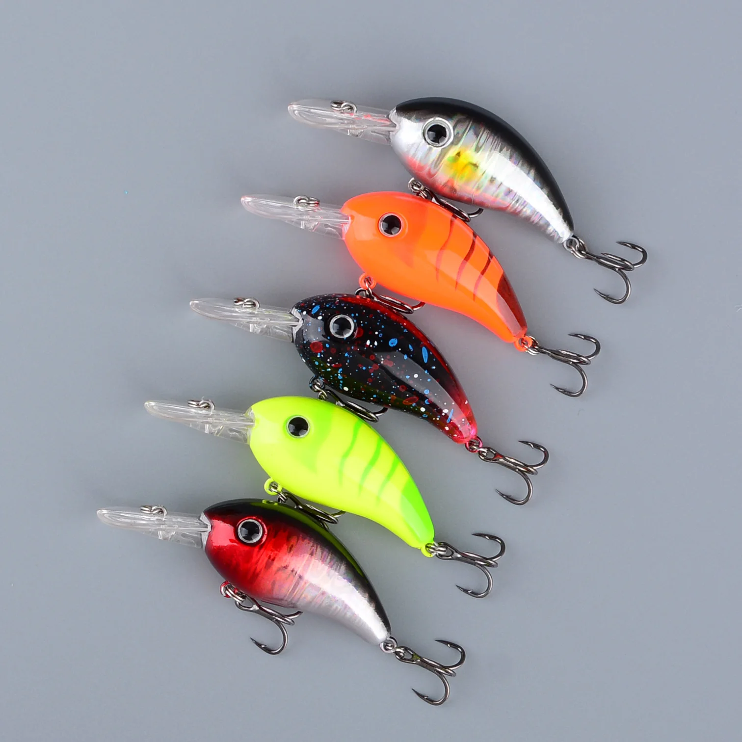 5 uds Señuelos de Pesca cebo de manivela realista cebos duros Crankbait de plástico Artificial Wobblers aparejos de pesca - imagen 5
