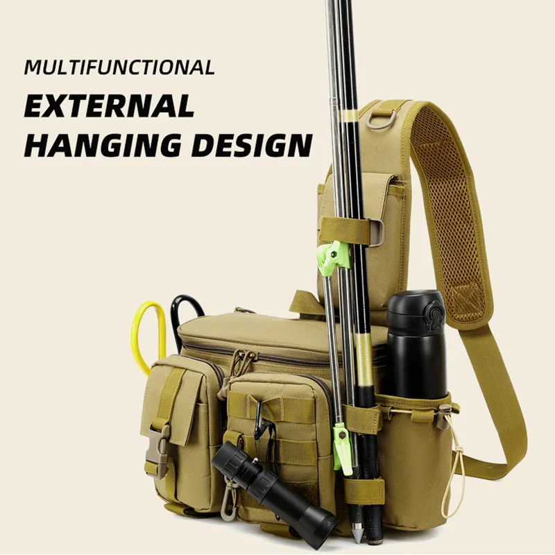 Bolsa multifuncional para acampar y pescar para hombre, bolso táctico para exteriores, bandolera para la cintura, equipo de pesca, bolsas de almacenamiento XA207G - imagen 3