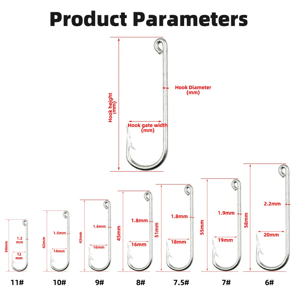 10 Uds. Anzuelos de pesca anzuelos redondos de acero inoxidable - imagen 2