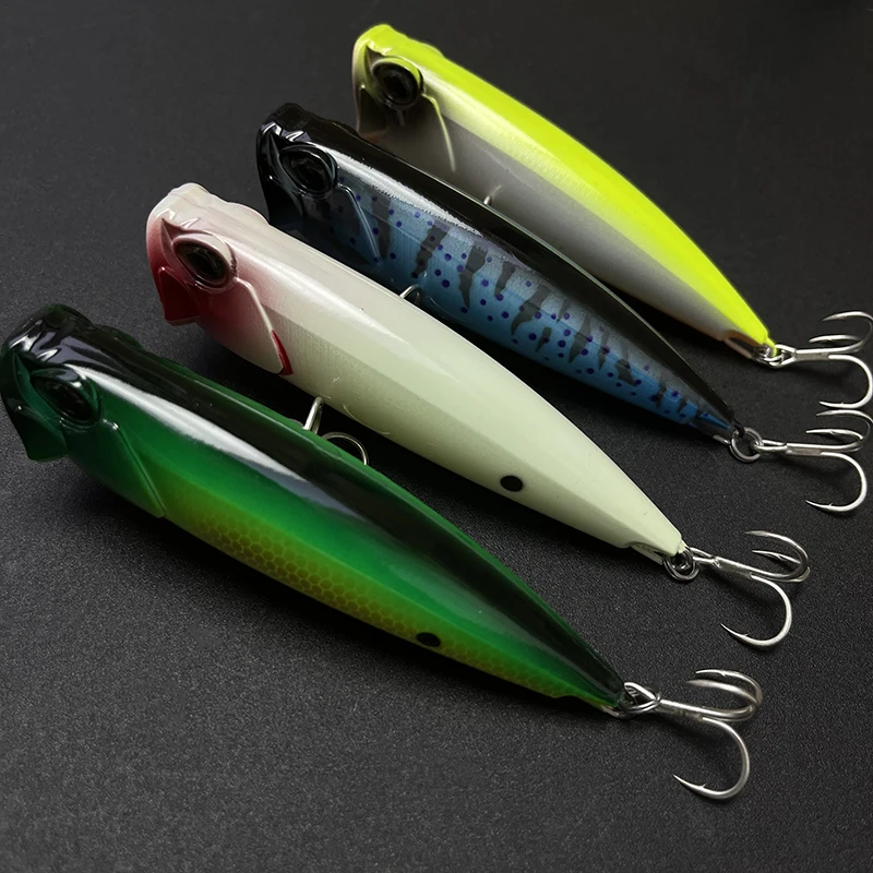 118mm 26g con caja flotante Topwater Popper Señuelos de pesca mar agua salada cebo duro Artificial superficie Wobblers equipo de pesca - imagen 4