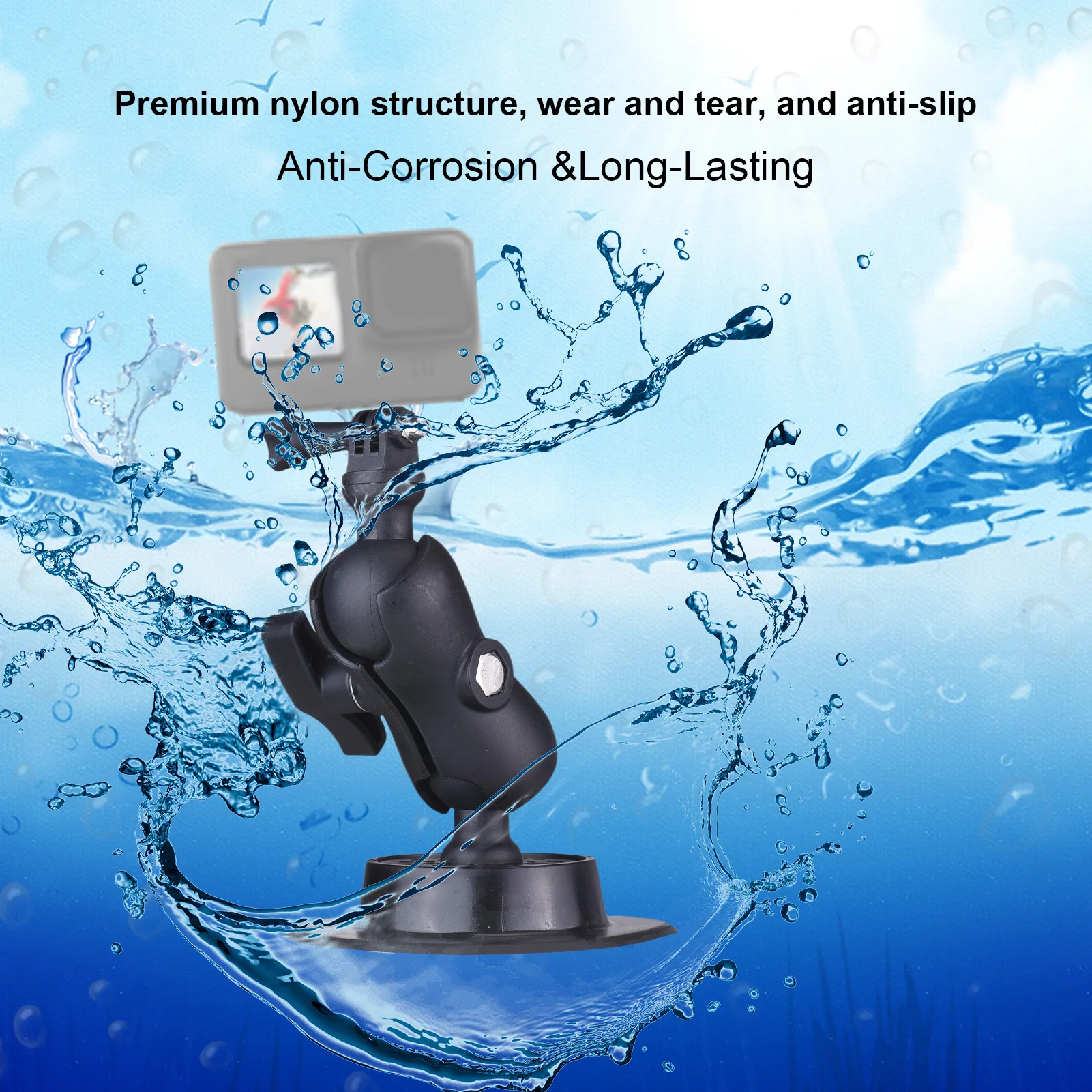 Soporte para cámara de kayak ajustable de 7,48 pulgadas con varilla de extensión para cámaras deportivas y de rosca de 1/4 de pulgada - imagen 3