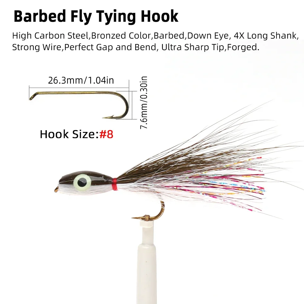 Gancho de ataduras con mosca de púas ideal para elaborar patrones de moscas duraderas y visualmente atractivas