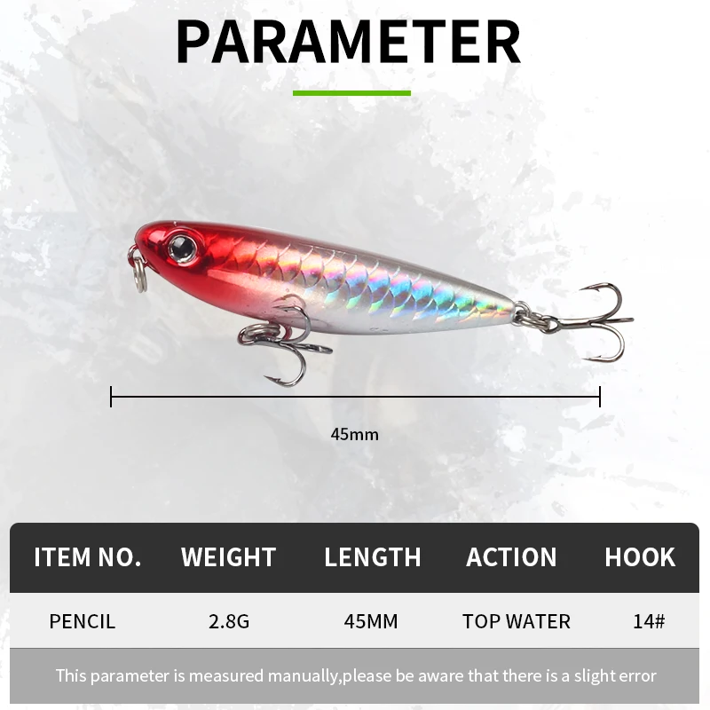 MAGIC WORKS-señuelo de pesca de agua superior, cebo duro Artificial de fundición de plástico ABS, CrankBait, Wobbler, 45mm, 2,8g - imagen 2