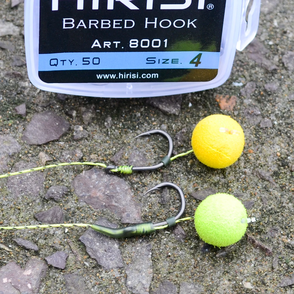 Hirisi 100 anzuelos de pesca de carpa recubiertos con púas con diseño de ojos en Japón hechos por acero rico en carbono 8001 con caja empalmable - imagen 5