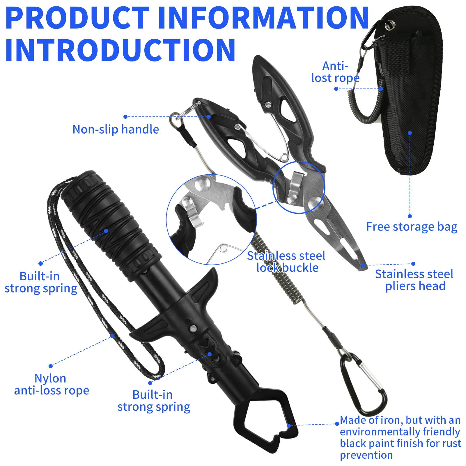Alicates de pesca multifunción mejorados y juego de pinzas de labio de pescado, herramienta de pesca con agarre de pescado de acero inoxidable, equipo de pesca en hielo con mosca - imagen 4