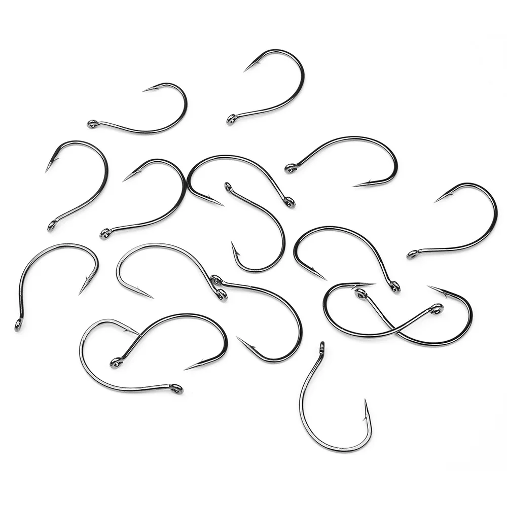 50 unids/lote anzuelo grueso de acero alto en carbono anzuelo de hierro con anzuelo de púas para accesorios de equipo de pesca de río Haihu al por mayor - imagen 5