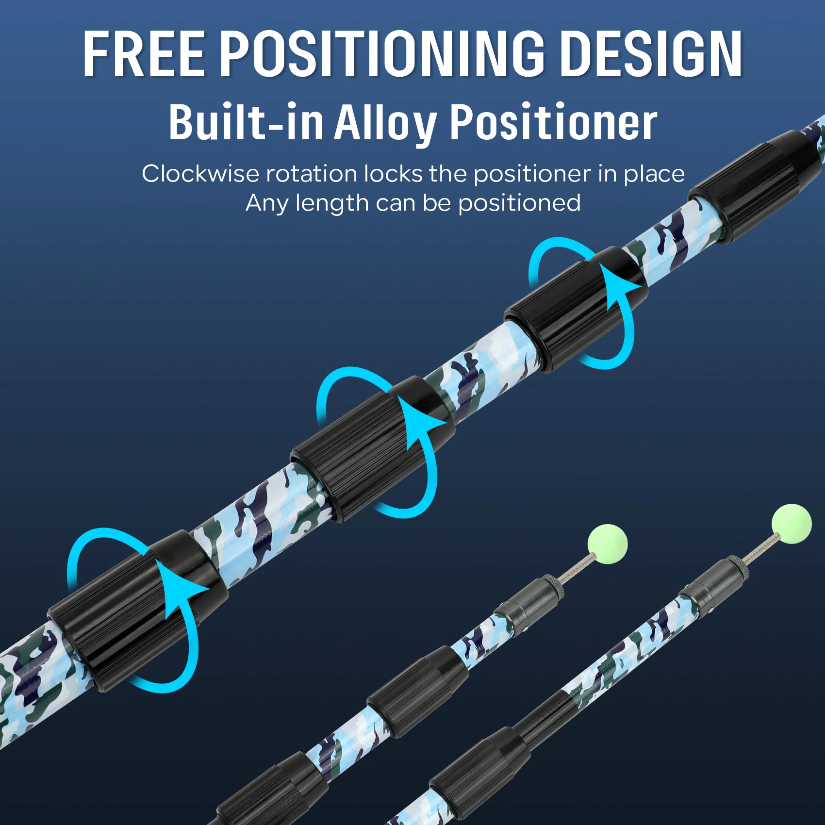 SANLIKE-postos telescópicos impermeables de 2,7 m, postes ajustables de fibra de carbono con tapas iluminadas para toldos para acampar al aire libre - imagen 5