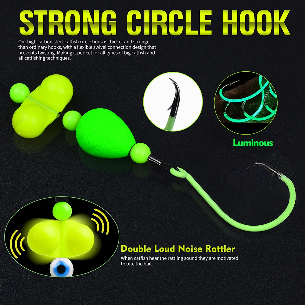 PROBEROS 5 uds aparejo de bagre aparejos flotantes de bagre con sonajero equipo de pesca de bagre para pesca de bagre 6/0 8/0 10/0 - imagen 4