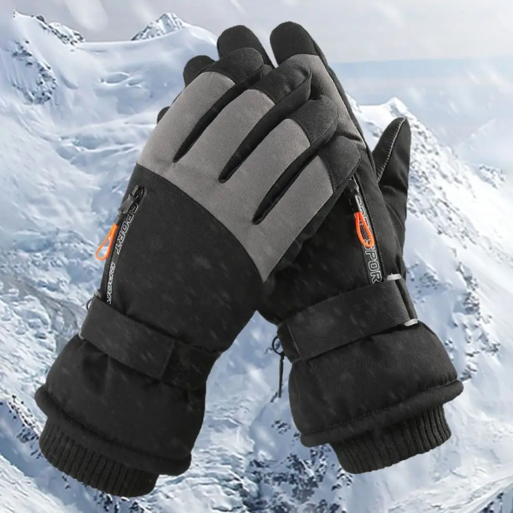 Guantes cálidos de felpa a prueba de viento para invierno, guantes térmicos gruesos para nieve con pantalla táctil, guantes impermeables para Snowboard y esquí para mujer y hombre - imagen 4