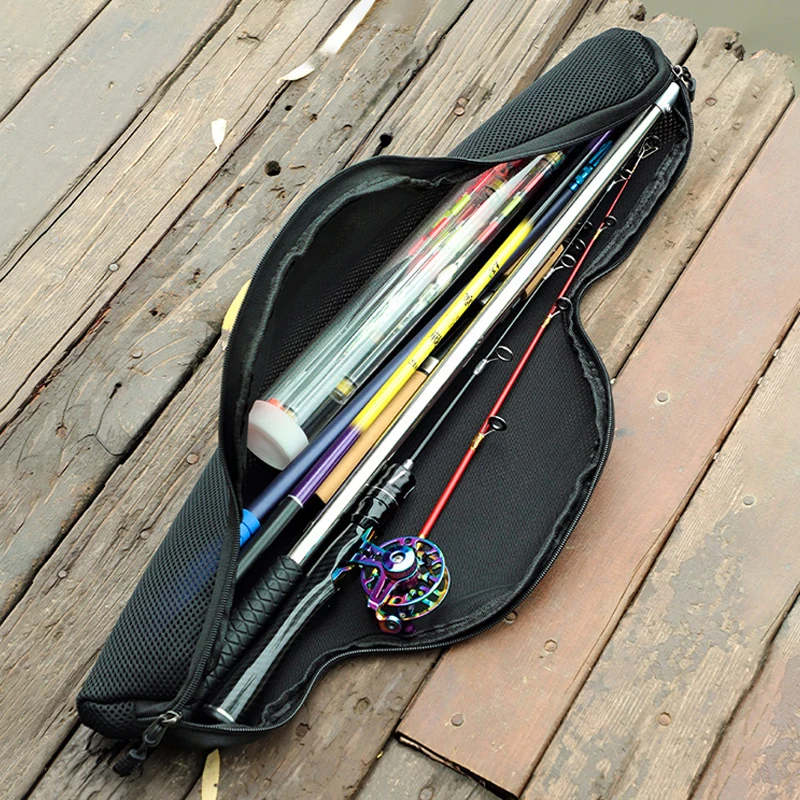 Bolsa de caña de pescar portátil, ligera, 45/55/65cm, bolsa de almacenamiento de equipo de aparejos de pesca, bolso de hombro plegable ultraligero para caña de mar - imagen 2