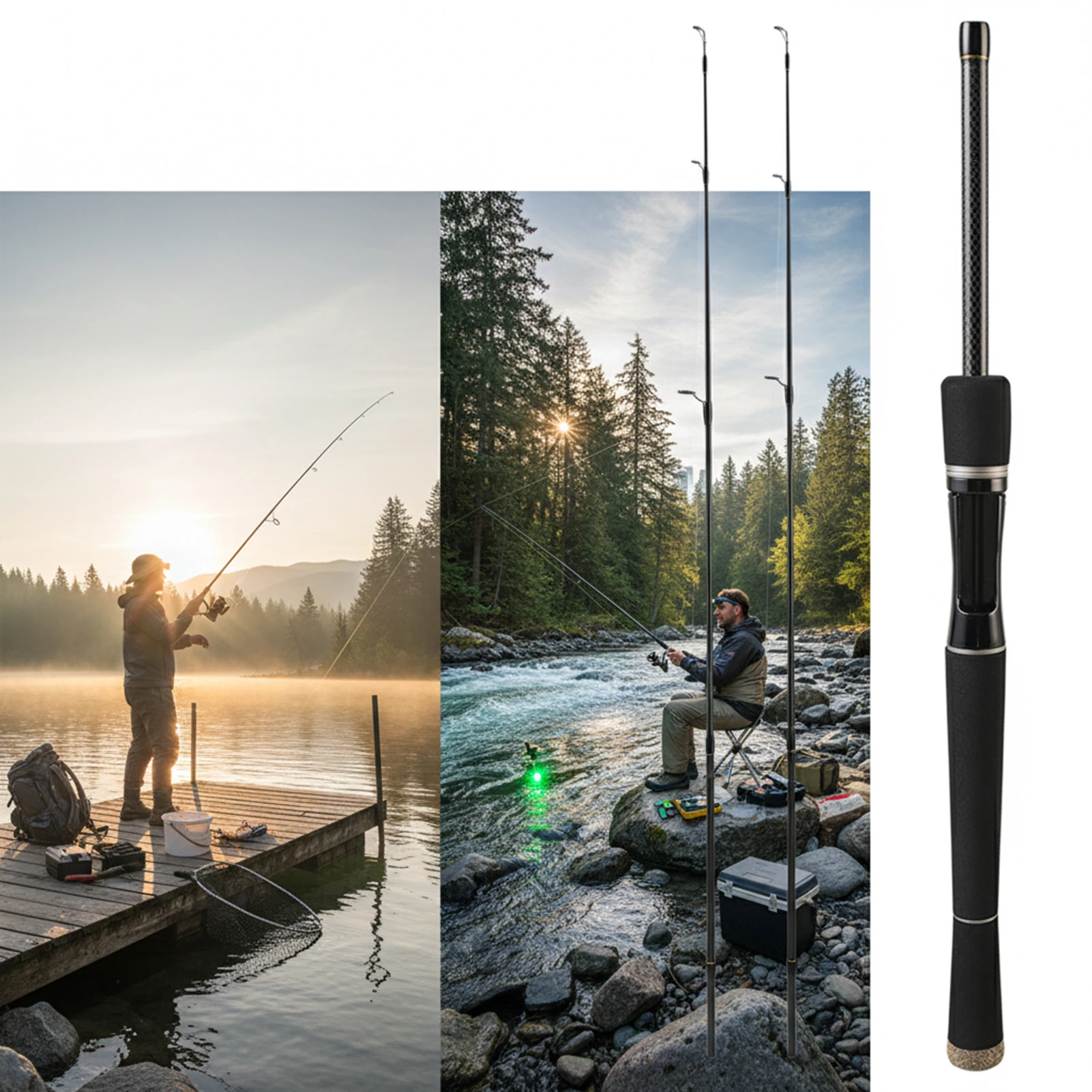 Caña de pescar portátil de 1,8/2,1/2,4 m, caña de pescar de sección corta, caña de mano ultraligera de fibra de carbono, accesorios de pesca al aire libre - imagen 5