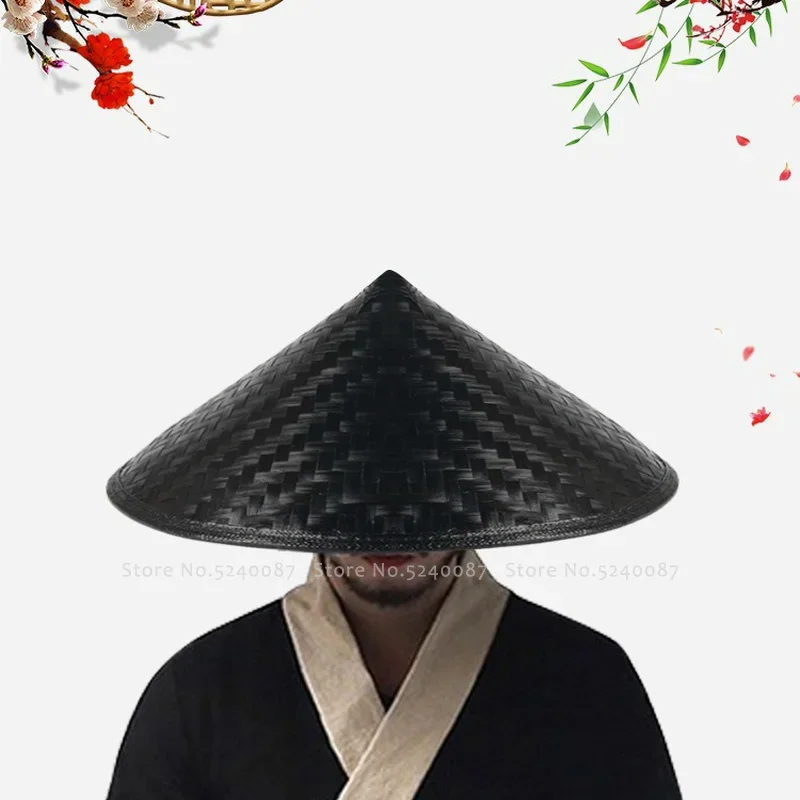 Sombrero tejido de bambú de estilo chino tradicional Kung Fu, Shaolin, samurái japonés, Cosplay, sombreros orientales, accesorios, gorros de paja - imagen 2