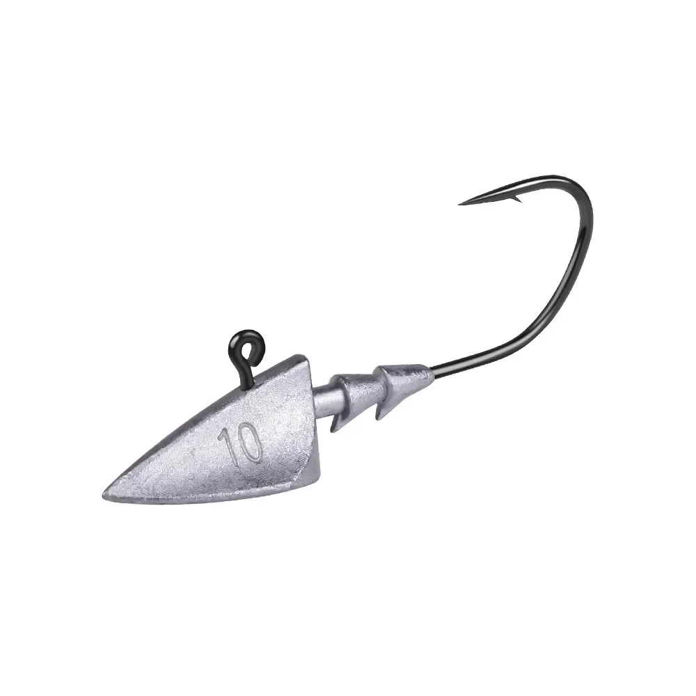 10 unids/set anzuelos de cabeza triangular 3,5/5/7/10g tipo barco anzuelo de pesca plantilla de gusano suave anzuelo volcado señuelo cabeza de plantilla anzuelo anzuelo de aparejos de pesca - imagen 5