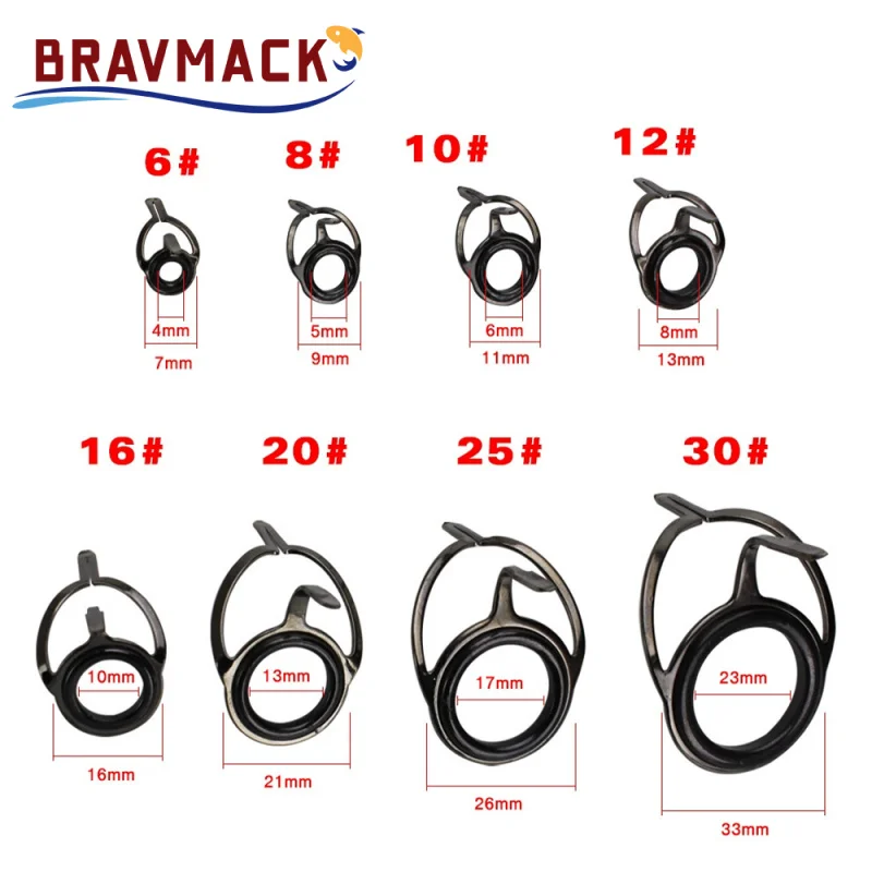8pcs/juego Anillo de ojo para caña de pescar Acero inoxidable Cerámica Guías para cañas de baitcasting Anillo de ojo para reparación de construcción de cañas Anillo de línea de pesca - imagen 2