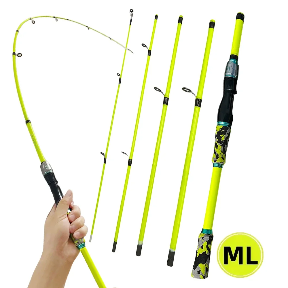 Caña de pescar con señuelo súper dura de 2,1/1,8 m, caña giratoria de fibra de carbono UL, 5 secciones/4 secciones, caña de pescar de viaje fácil de llevar - imagen 5