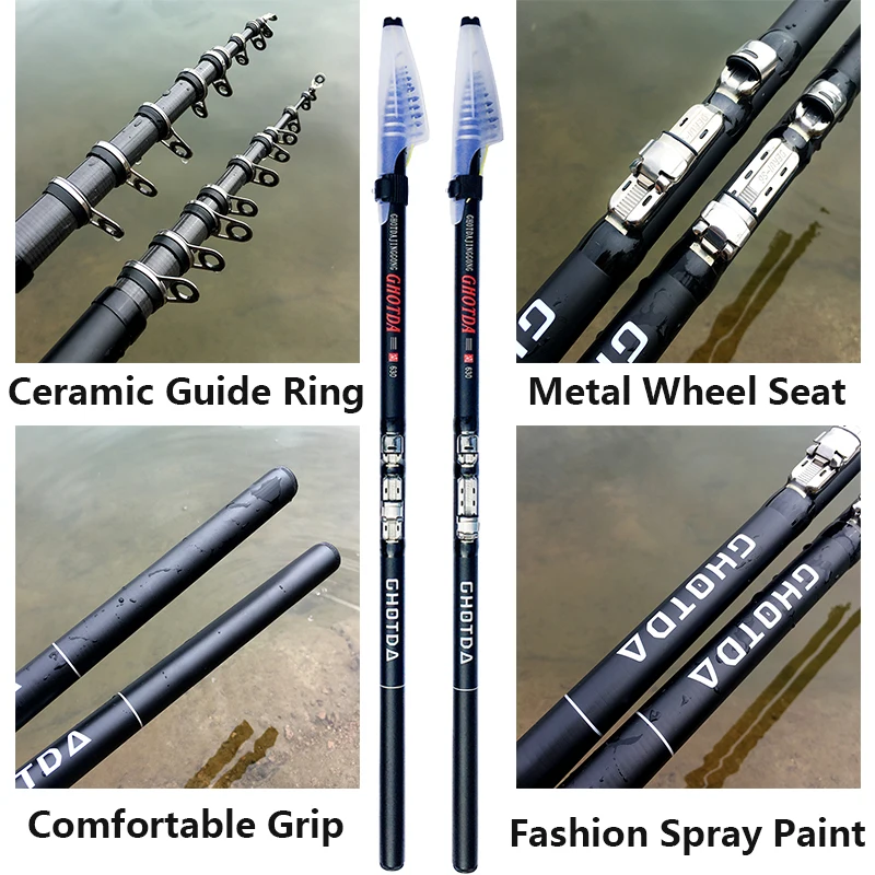Caña de pescar telescópica para Surf Shore Casting, caña alimentadora de carpa de lanzamiento de larga distancia de 2,7 M-6,3 M para aparejos de Pesca de trucha y lubina - imagen 3