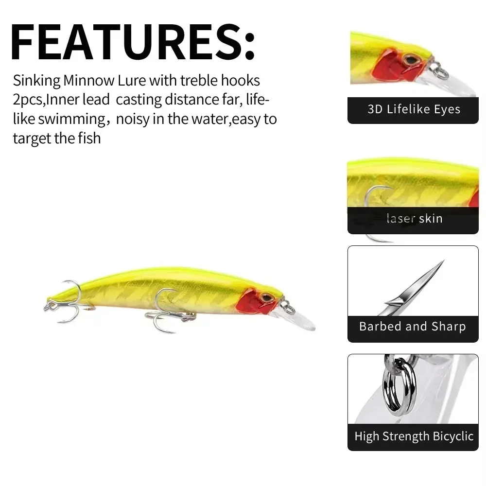 Obtenga la captura más grande con señuelos de pesca, 1 Uds., cebo para pececillos de fregadero, 95mm/15g con cuerpo de plástico realista, buceo con confianza - imagen 3
