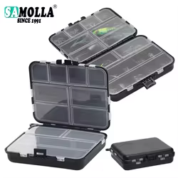 SAMOLLA Cajas de almacenamiento de cebo para aparejos de pesca, organizador portátil de anzuelos de señuelo de doble cara, mini caja de pesca para señuelos de utilidad