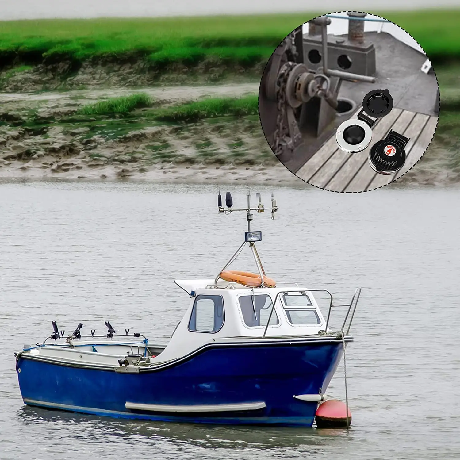 Cabrestante marino anclaje molinete barco plástico negro 12V/24V - imagen 5