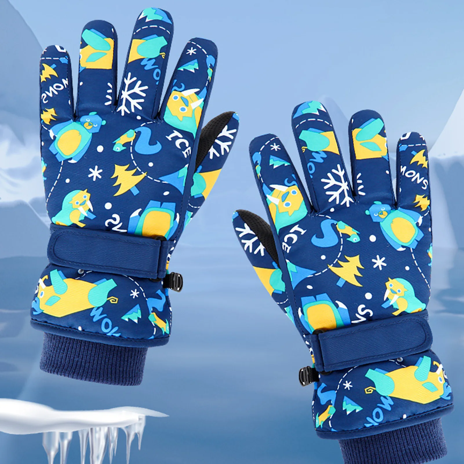 Guantes de esquí para niños, manoplas a prueba de viento para exteriores, guantes impermeables de felpa gruesos con dedos completos, guantes deportivos cálidos - imagen 5