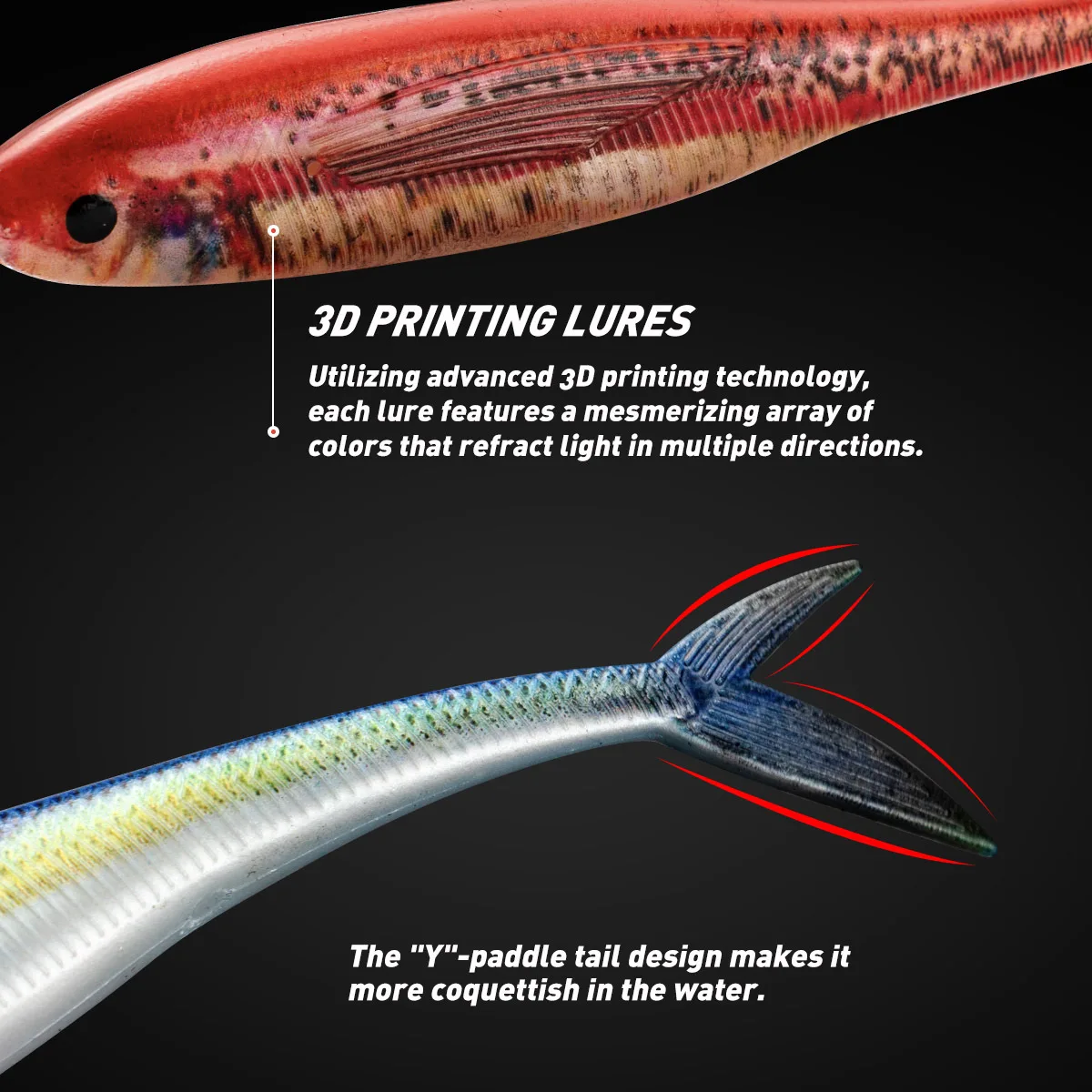 Mar Yolo-señuelo de agua que se hunde, cebo suave de cola de horquilla, perca de cebo biomimético 3D, equipo de pesca, 12cm, 10,5g - imagen 2