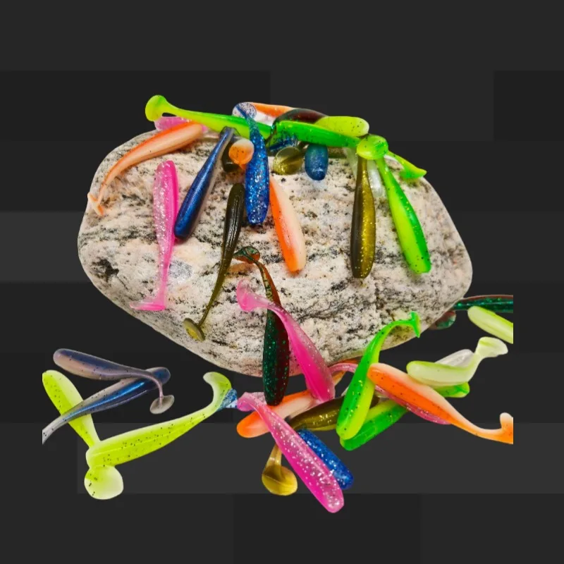 10 Uds/suave Swimbait 35mm/55mm/60mm/75mm flotante cola en T señuelo de pesca suave Iscas cebo artificial lubina perca cebos de pesca - imagen 5