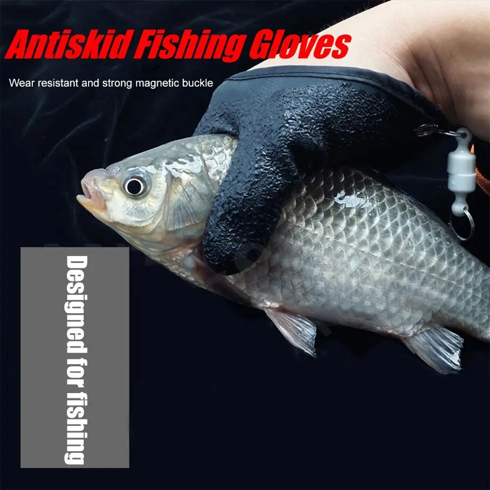 Herramienta antideslizante para peces, accesorios de pesca para mano izquierda/derecha, guantes de pesca con dedos completos - imagen 2